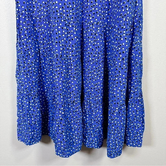 Zara Polka Dot Midi Long Sleeve Blue Tier  Dress - Picture 12 of 13